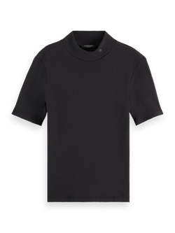 Core Ripp-T-Shirt mit Stehkragen