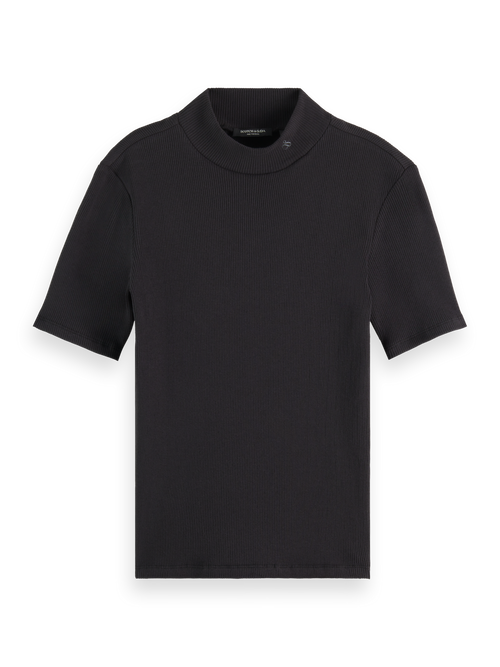 Core Ripp-T-Shirt mit Stehkragen