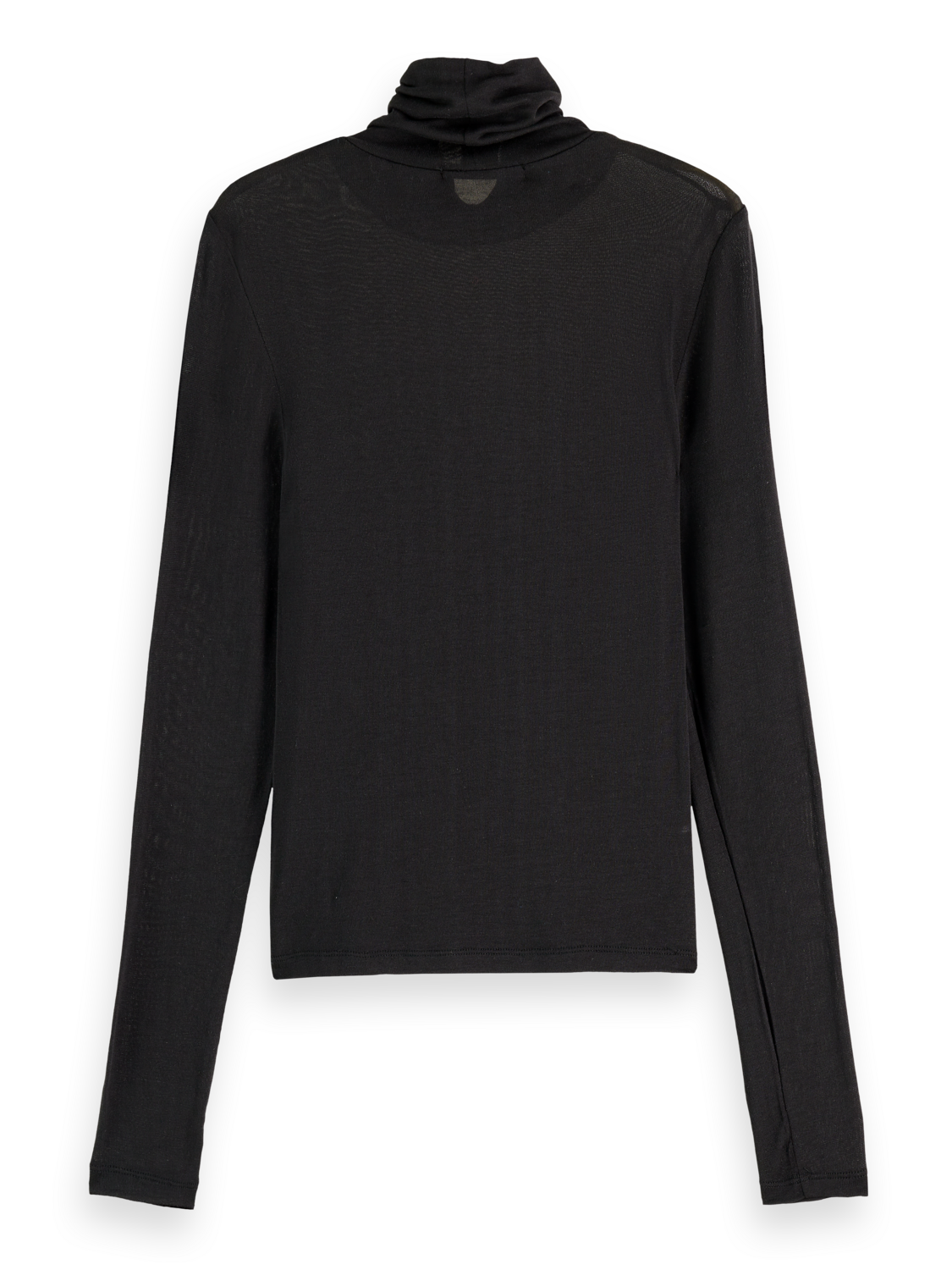 Essentials roll up neck long sleeve top - BLACK