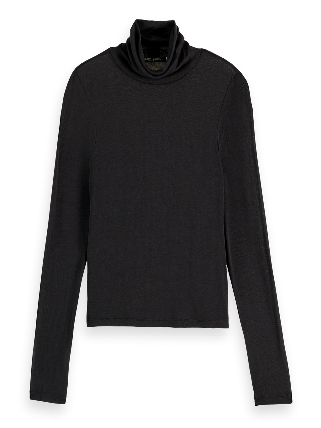 Essentials roll up neck long sleeve top - BLACK
