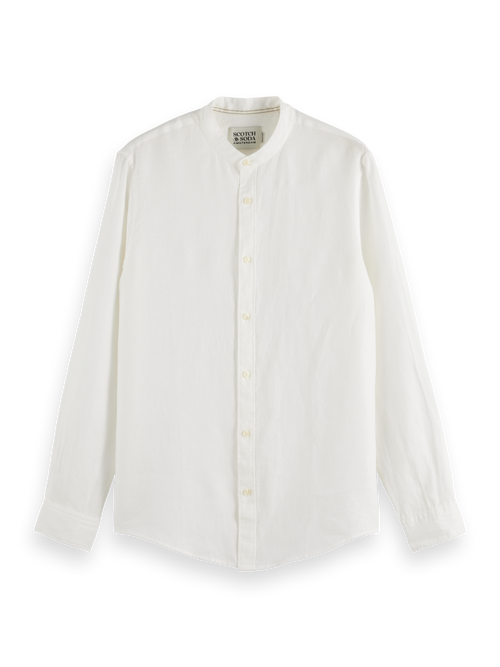 CORE - LINEN SHIRT LS STAND UP COLLAR