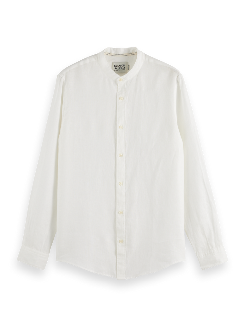 Essentials Collarless Linen Shirt - OFF WHITE
