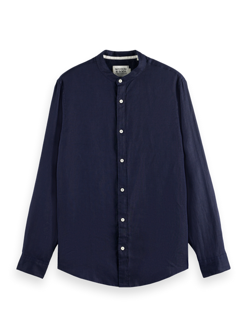 CORE - LINEN SHIRT LS STAND UP COLLAR