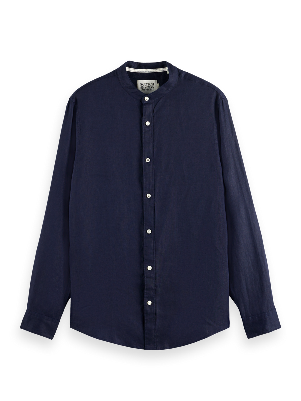 Essentials Collarless Linen Shirt - NIGHT