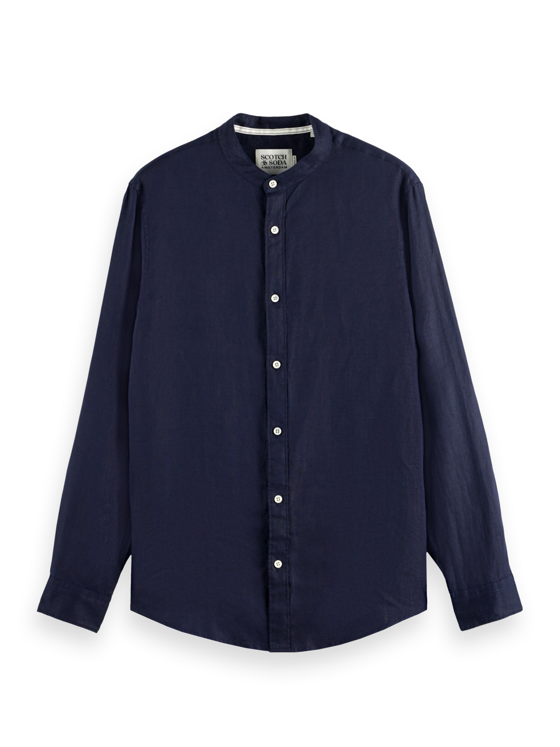 Essentials Collarless Linen Shirt - NIGHT