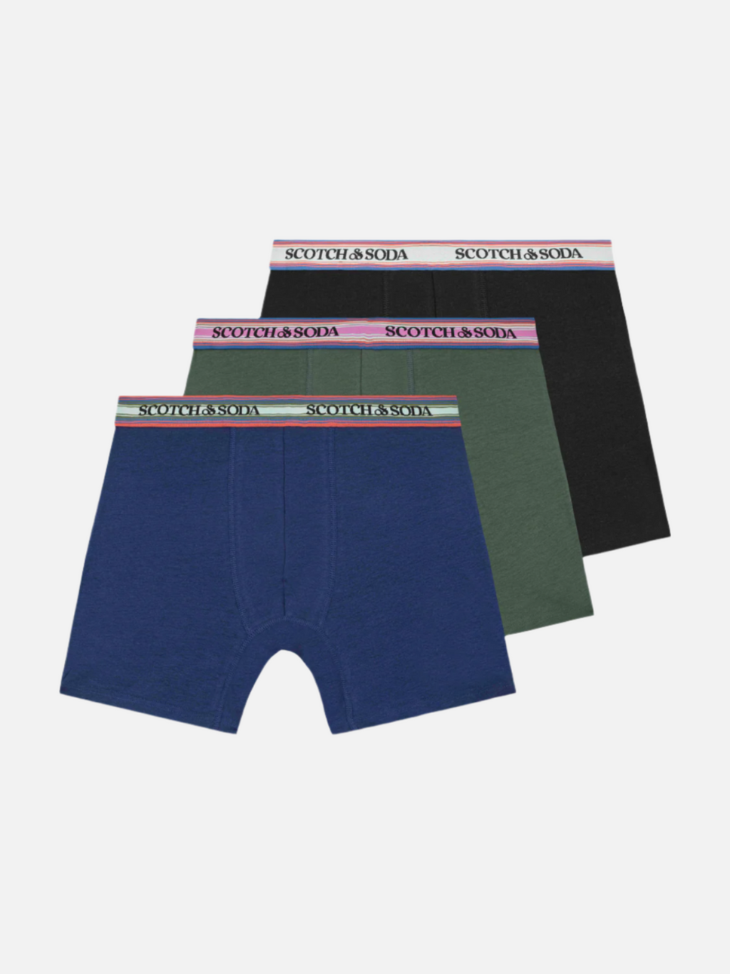 3-PACK MEN'S COTTON BOXERS - GREEN/BLACK