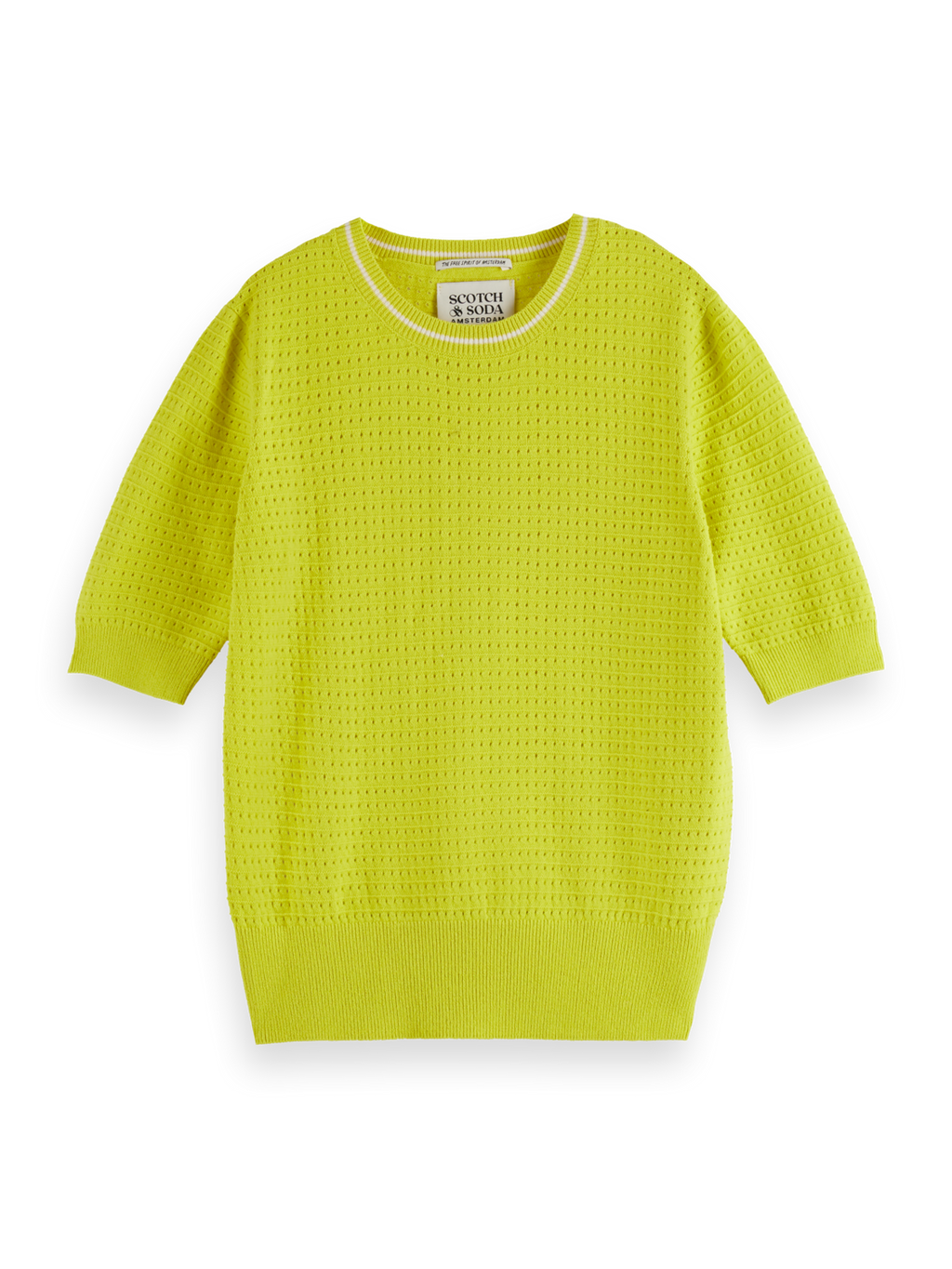 Pointelle Short Sleeve Pullover