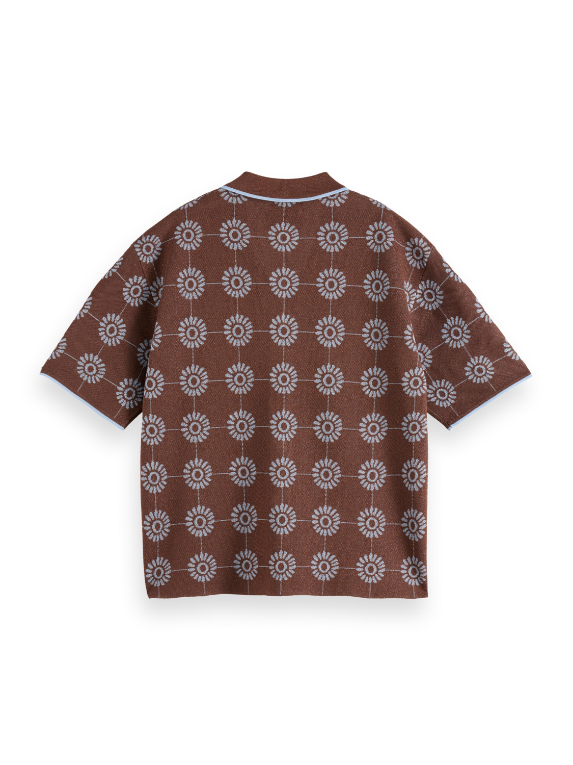 Jacquard collared knitted shirt