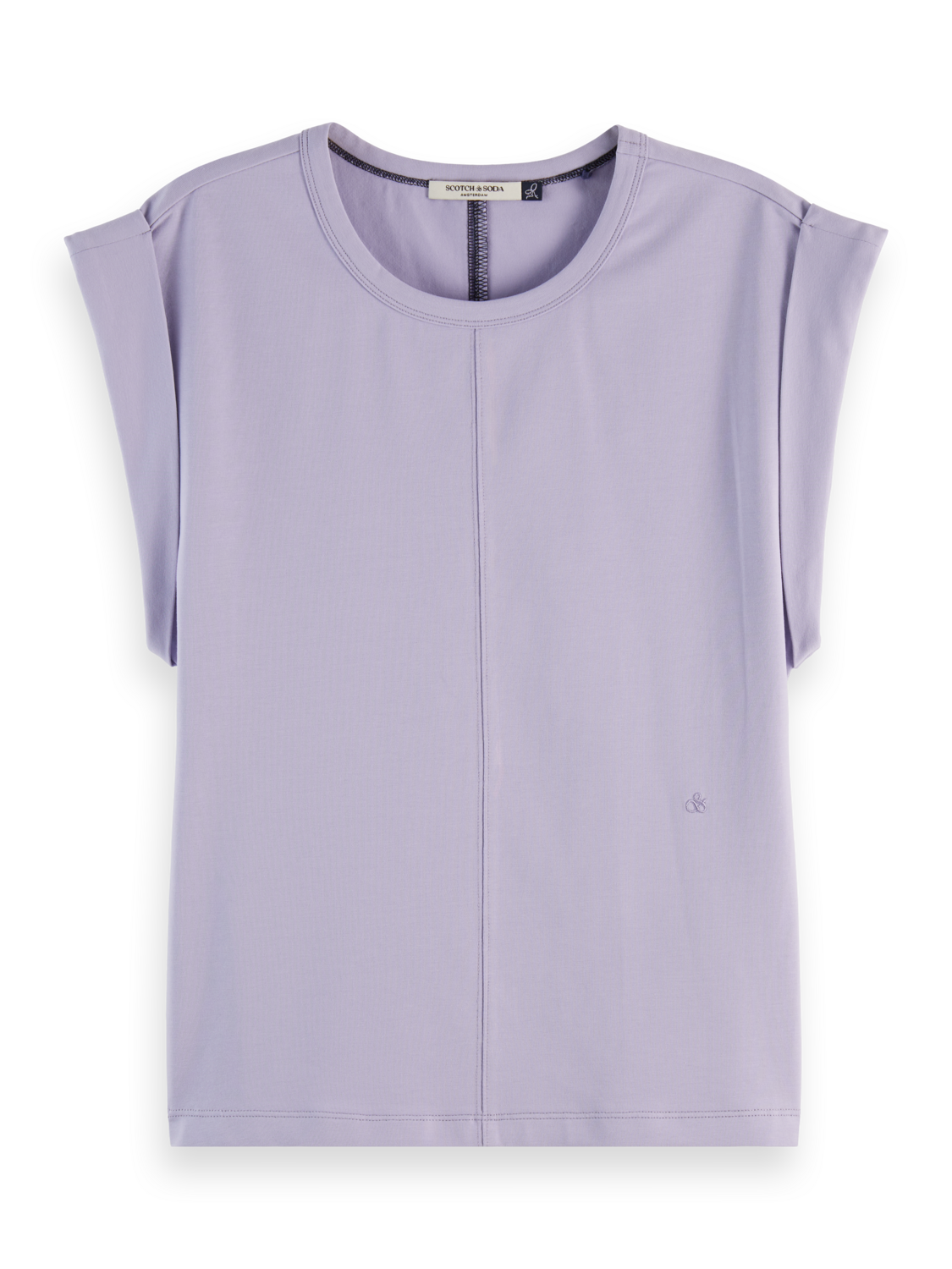 Fitted rolled-up sleeve T-shirt