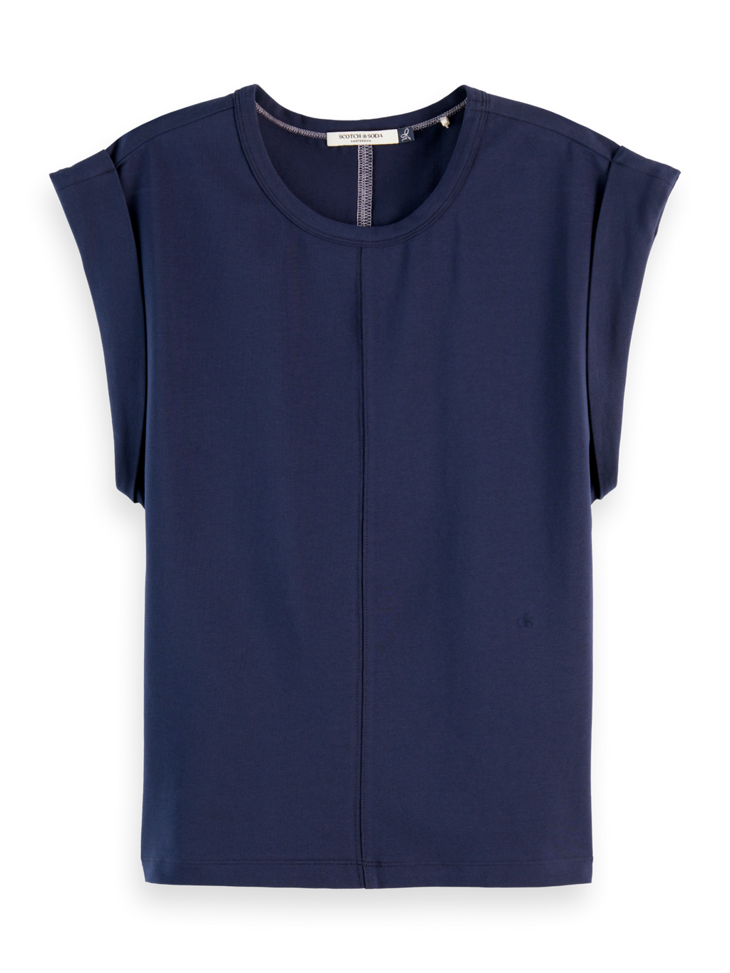 Fitted rolled-up sleeve T-shirt