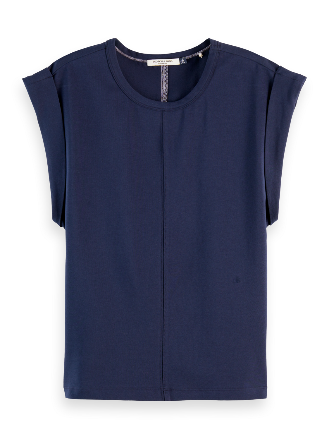 Fitted rolled-up sleeve T-shirt