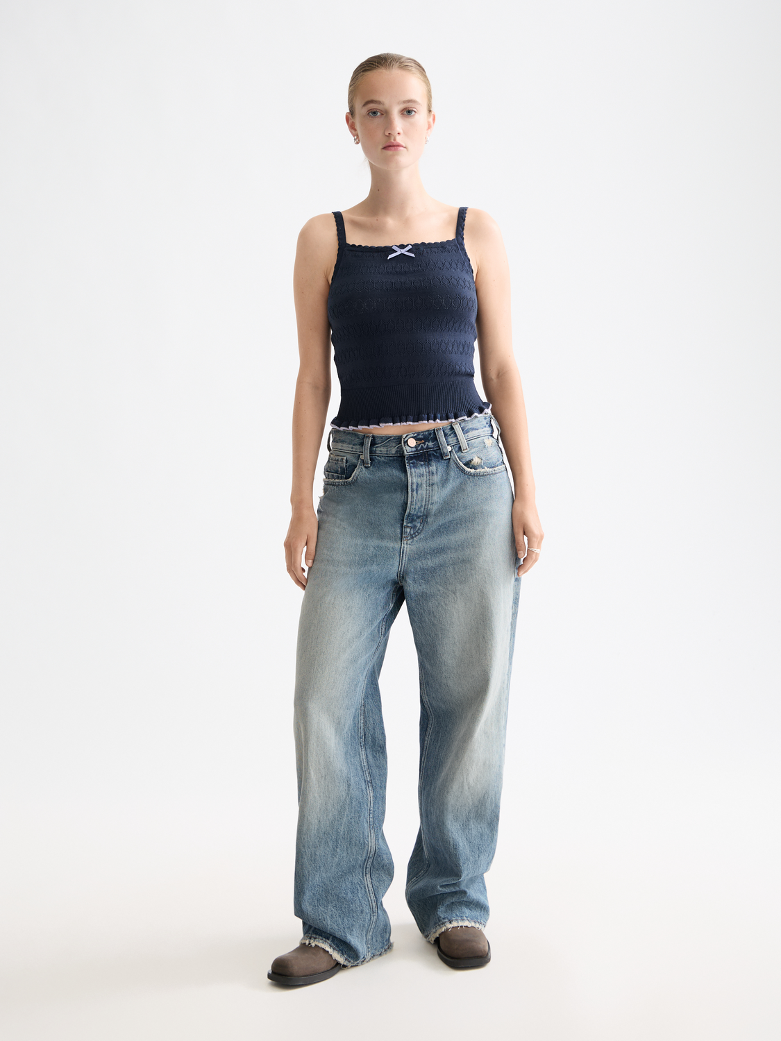 Pointelle knitted tank