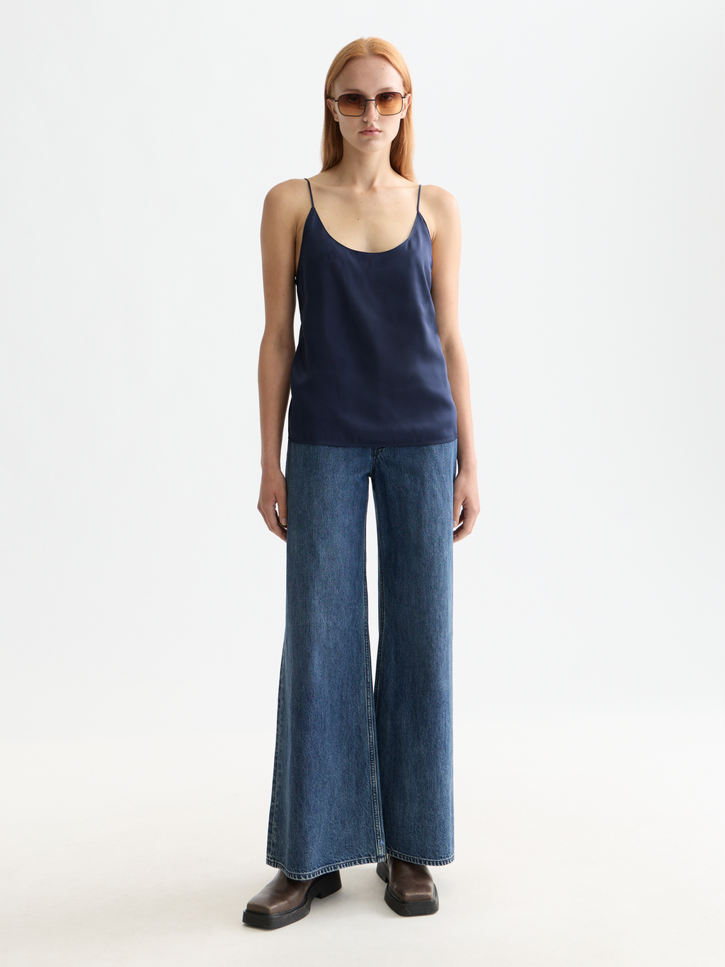 Singlet woven front jersey back tank