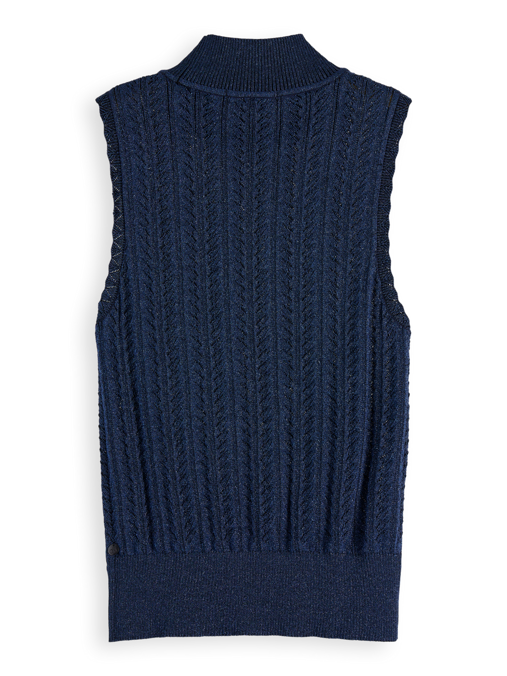 Metallic pointelle knitted tank