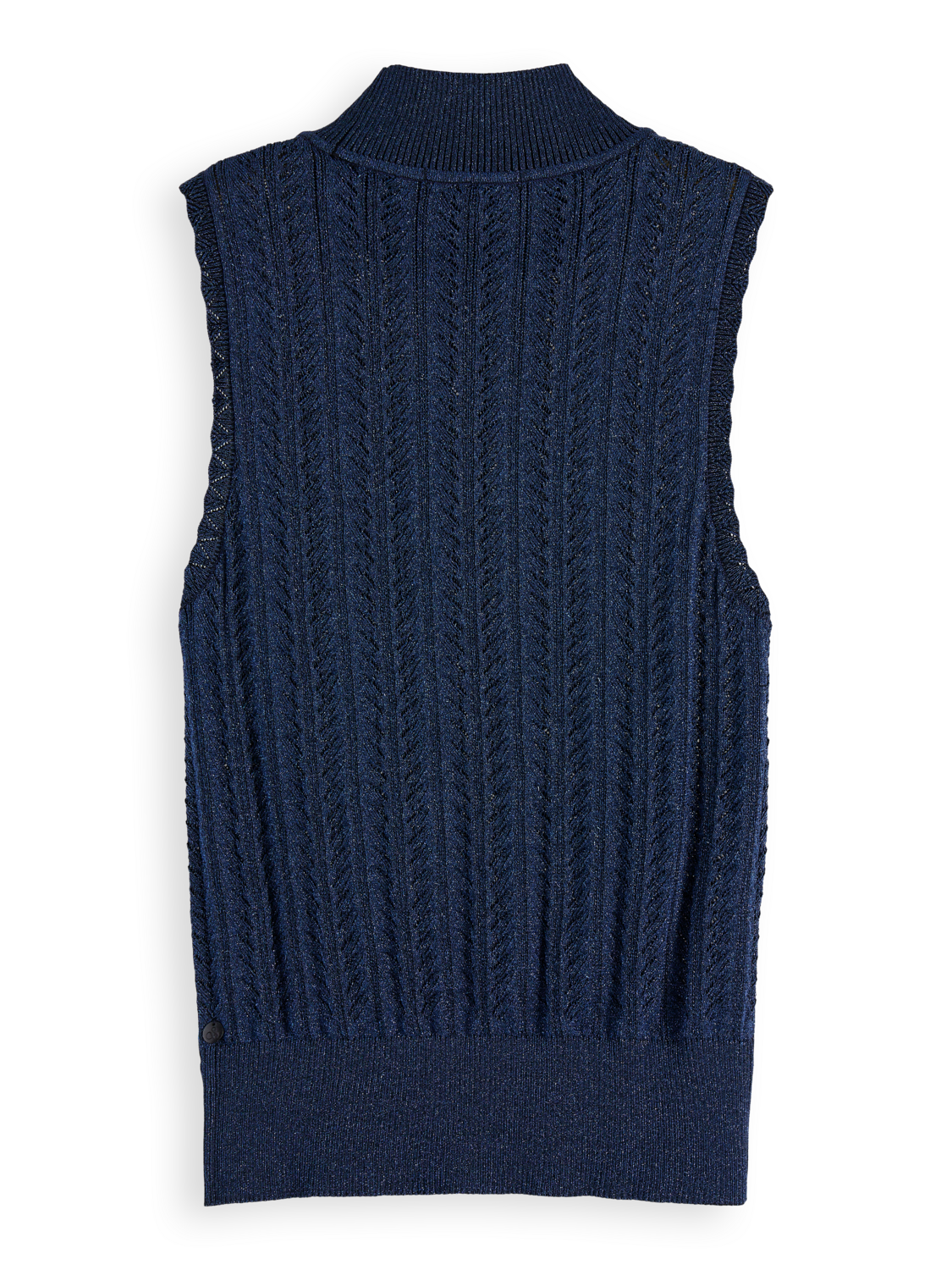 Metallic pointelle knitted tank
