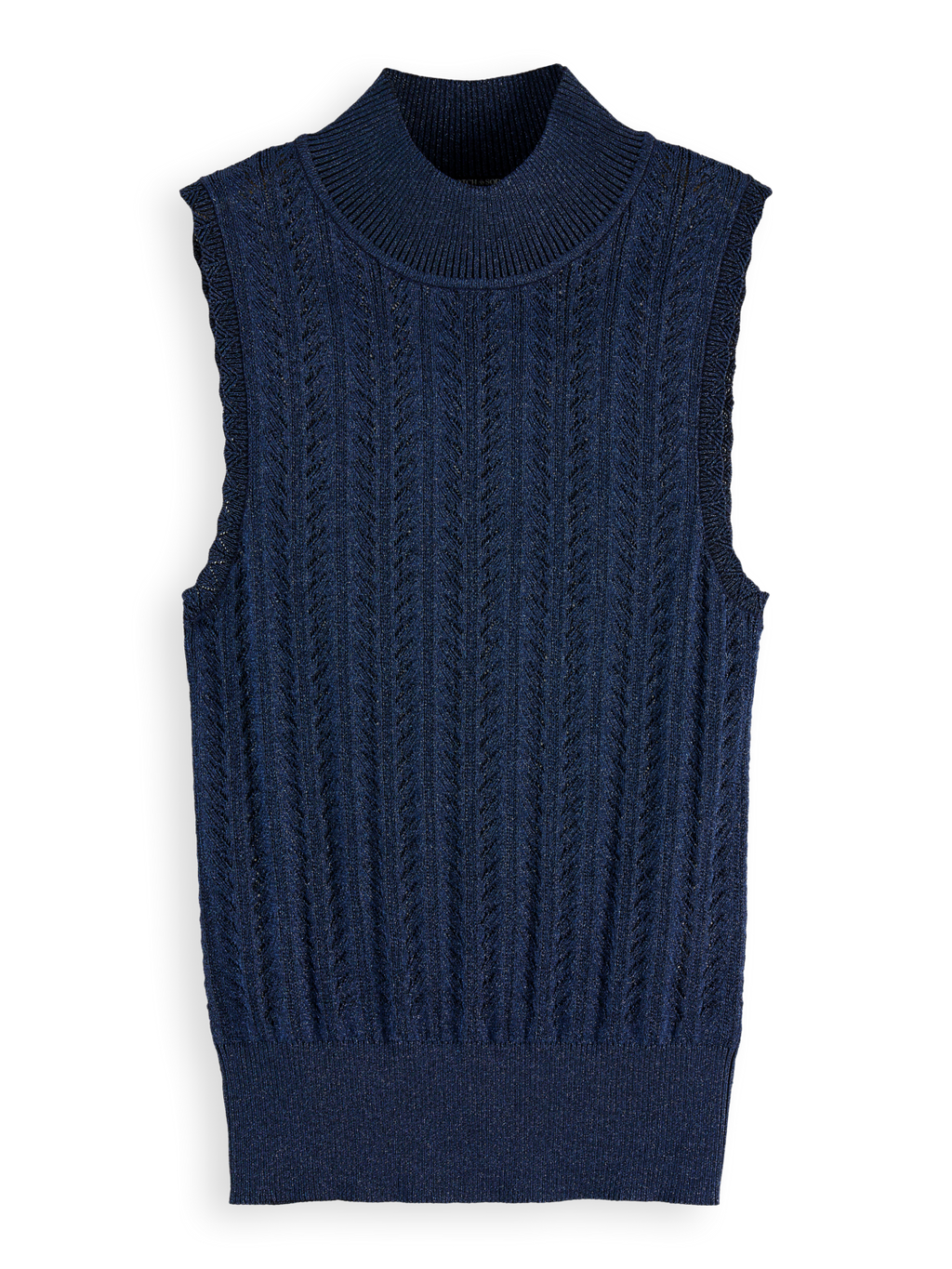Metallic pointelle knitted tank