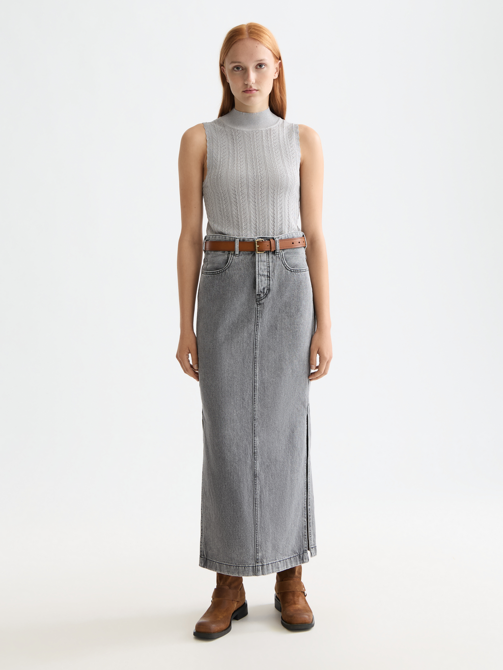 Metallic pointelle knitted tank