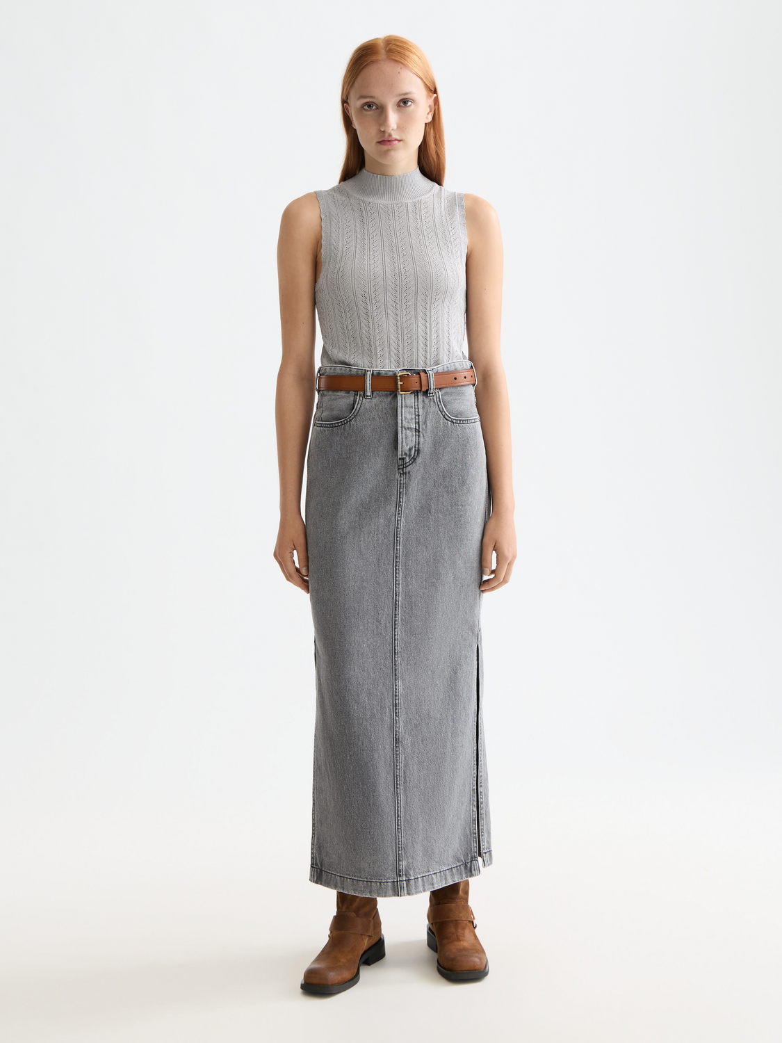 Metallic pointelle knitted tank