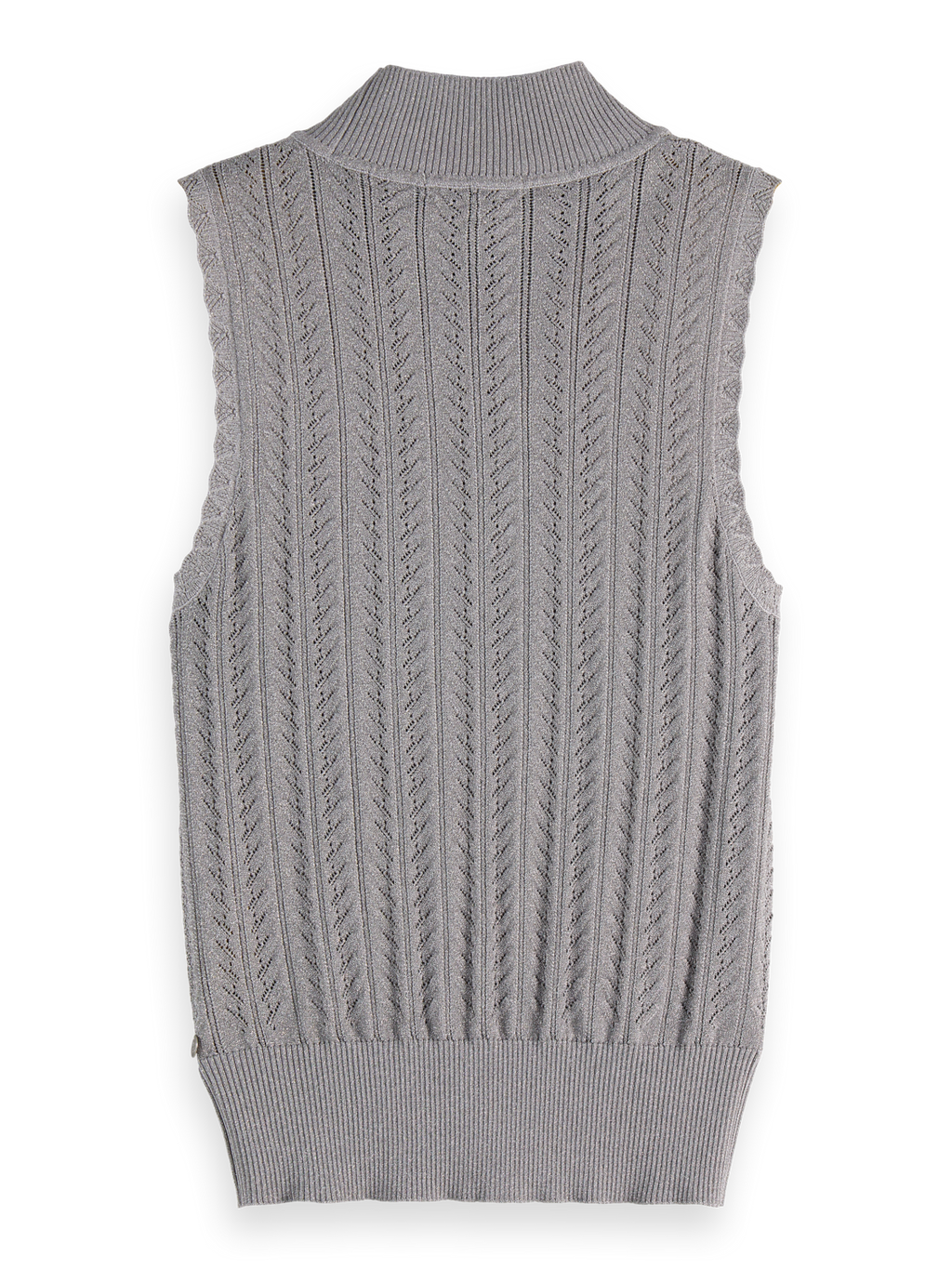 Metallic pointelle knitted tank