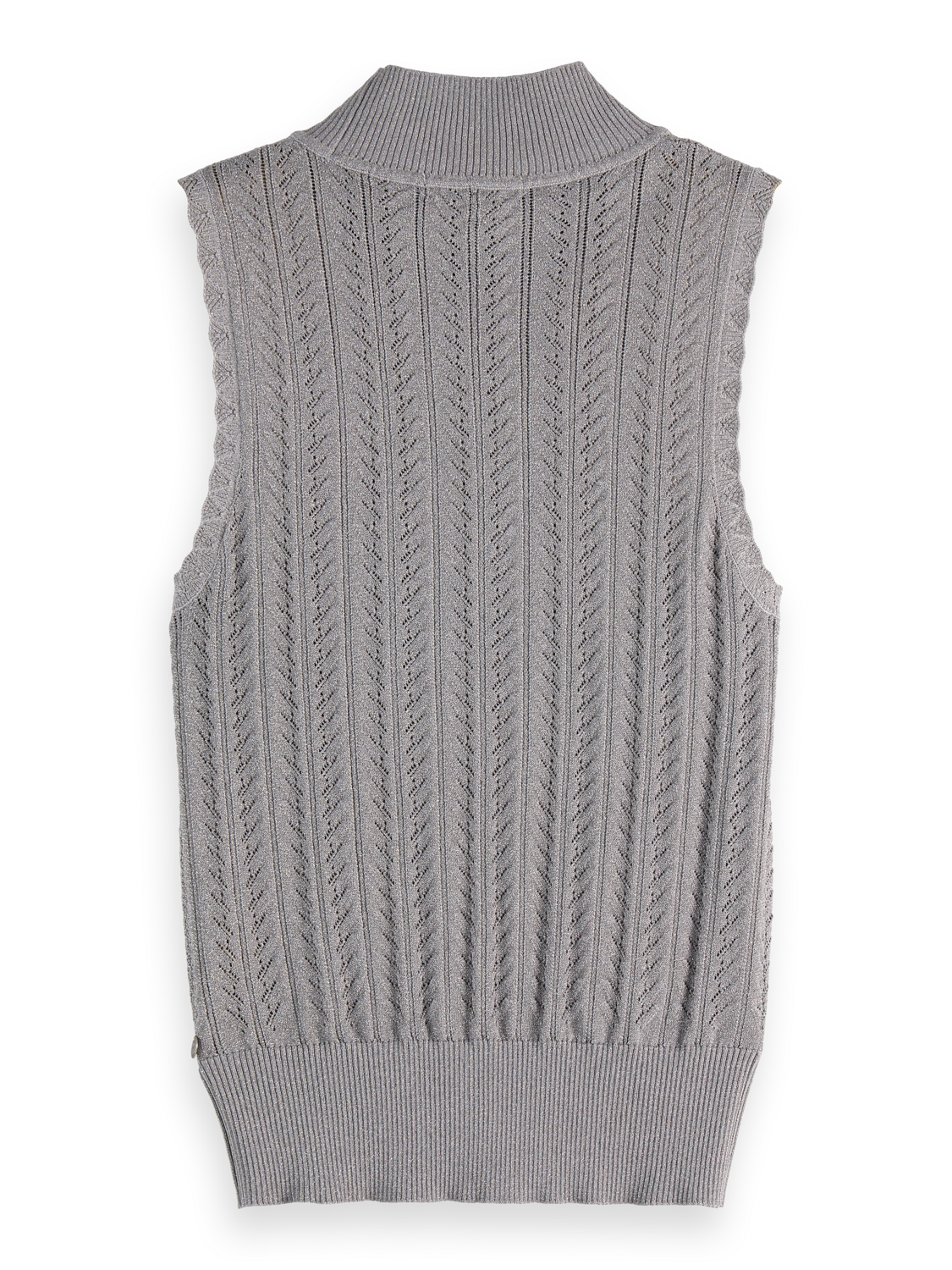 Metallic pointelle knitted tank