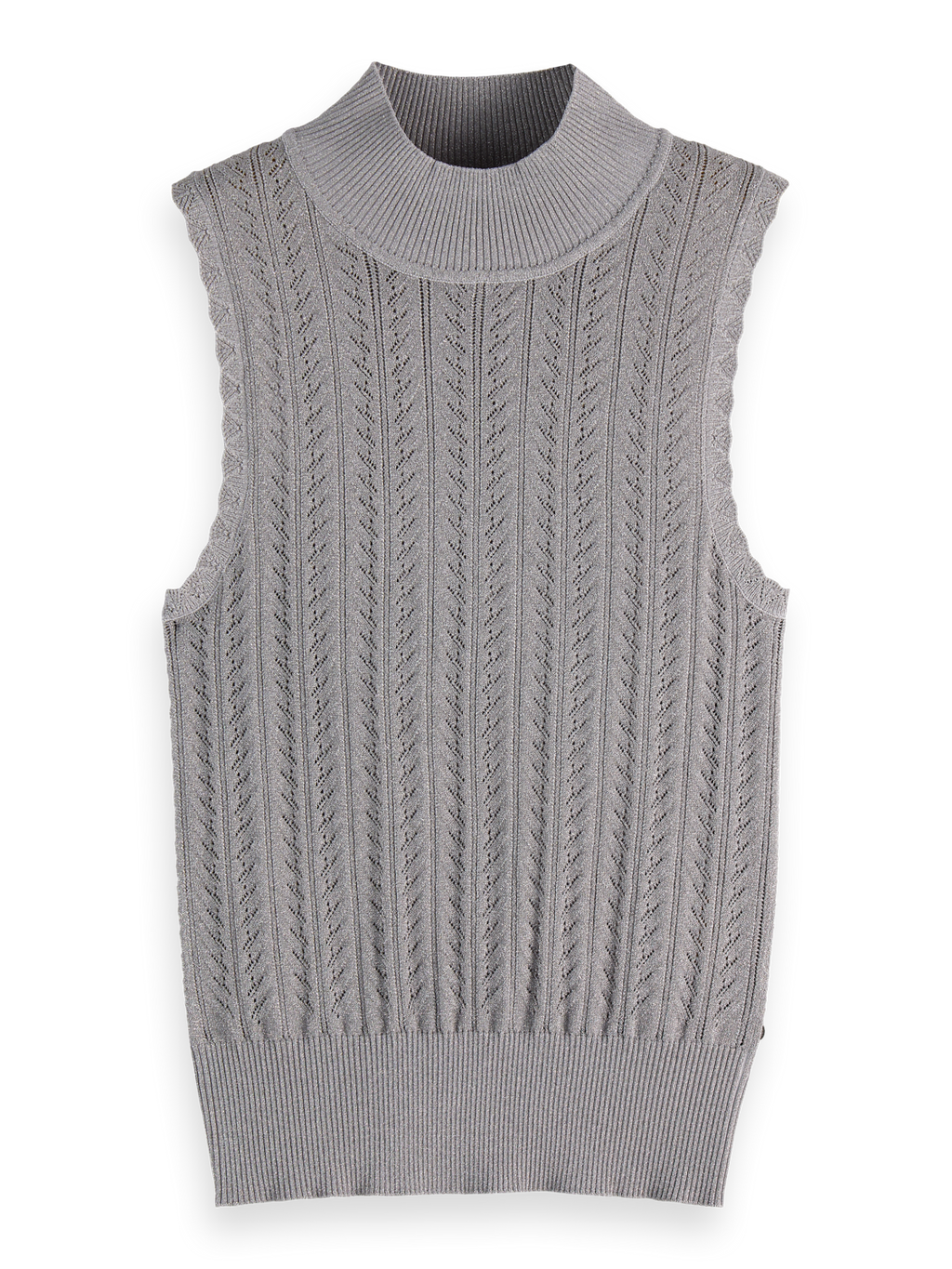 Metallic pointelle knitted tank