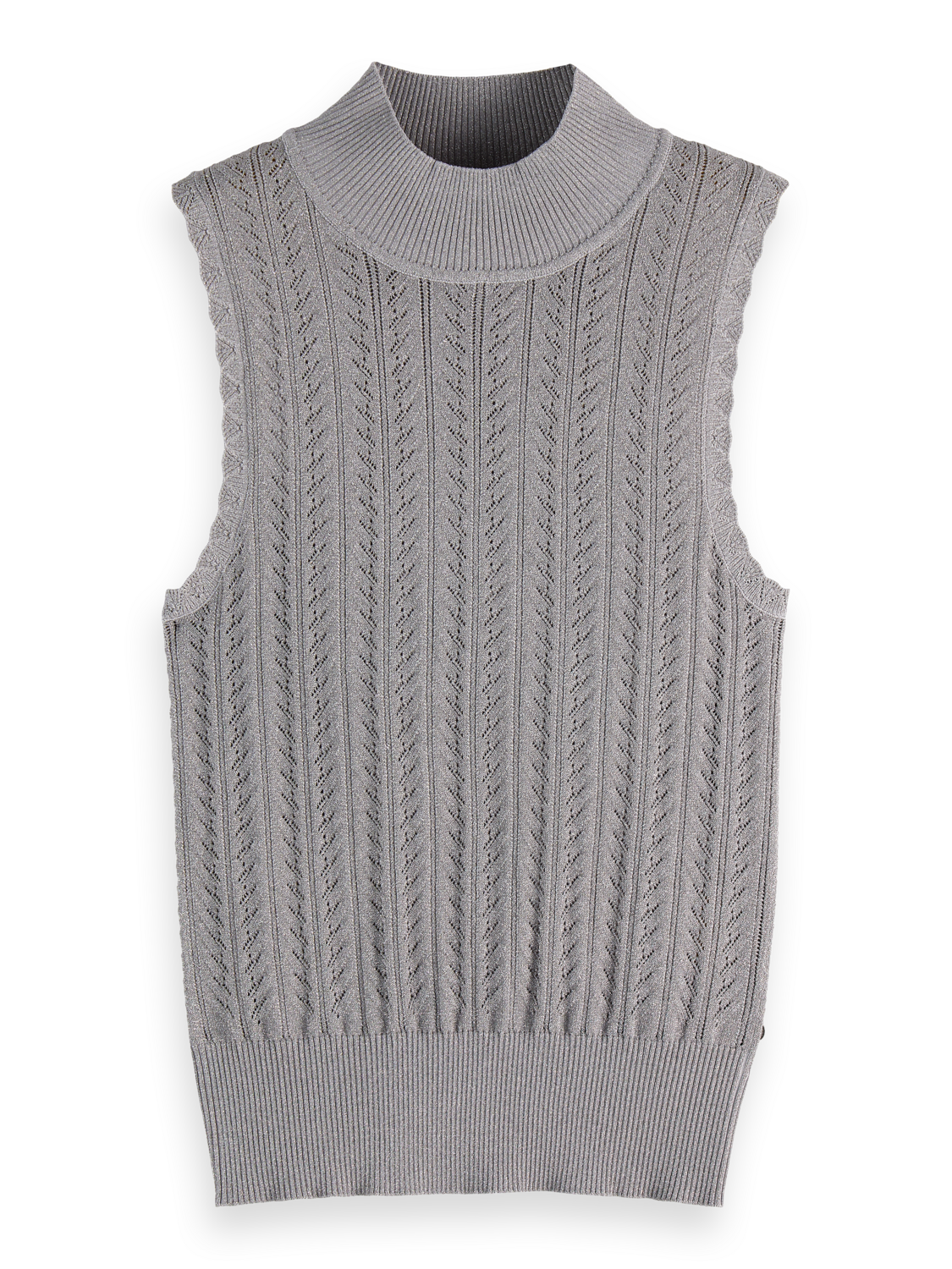 Metallic pointelle knitted tank