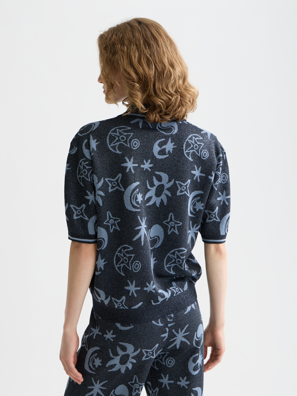 Jacquard short sleeve pullover