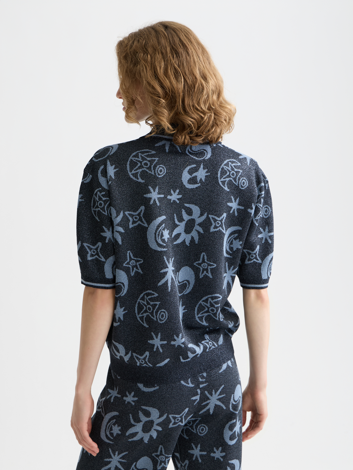 Jacquard short sleeve pullover