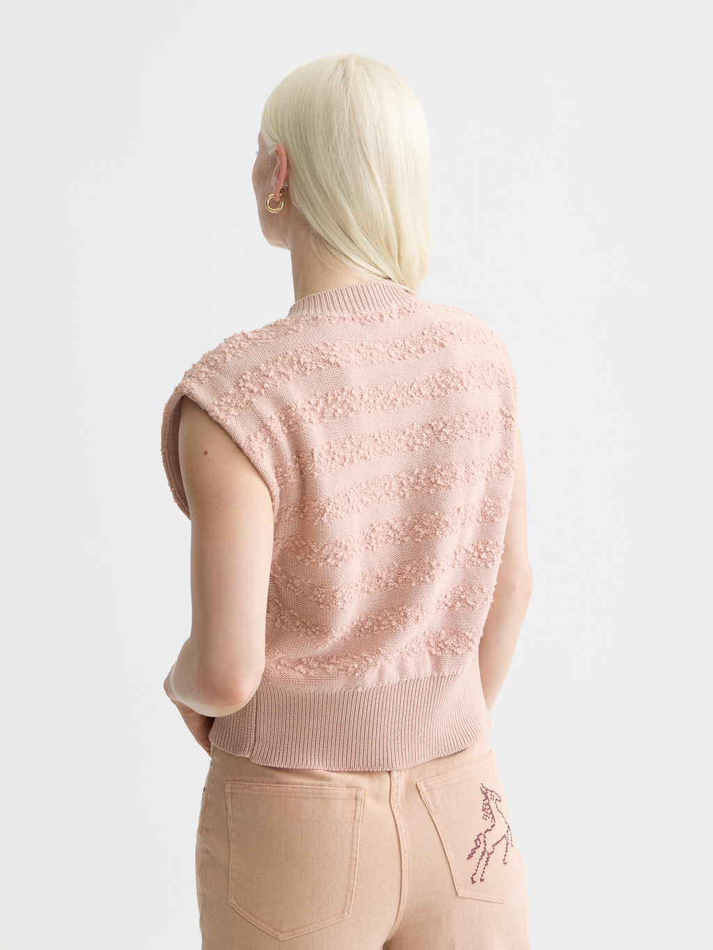 Boucle stripe crew neck spencer