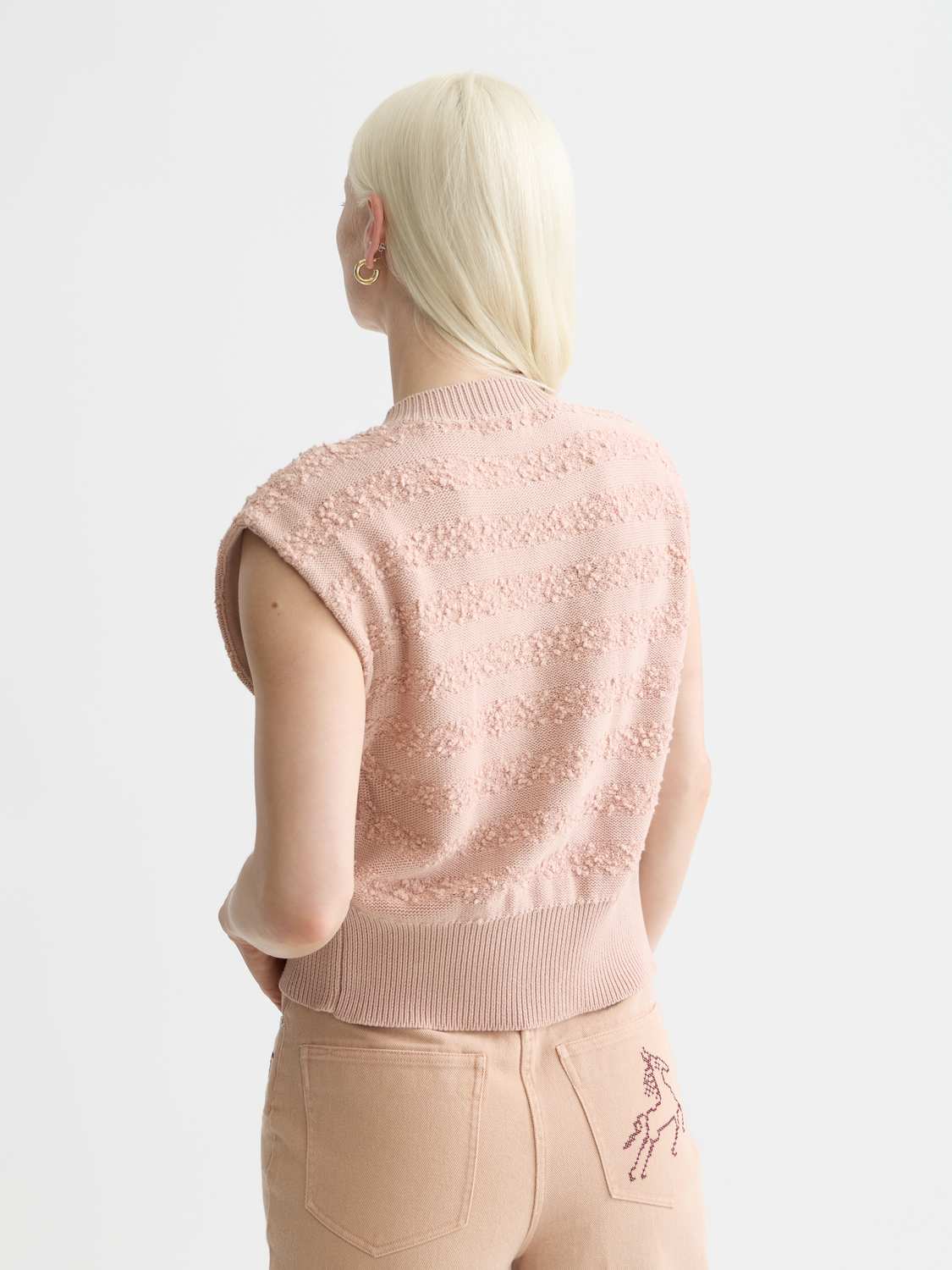 Boucle stripe crew neck spencer