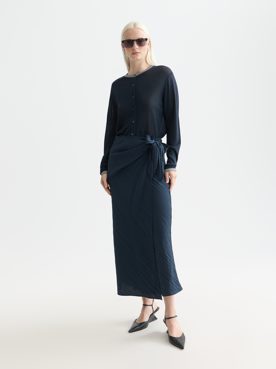 Stripe trim relaxed cardigan