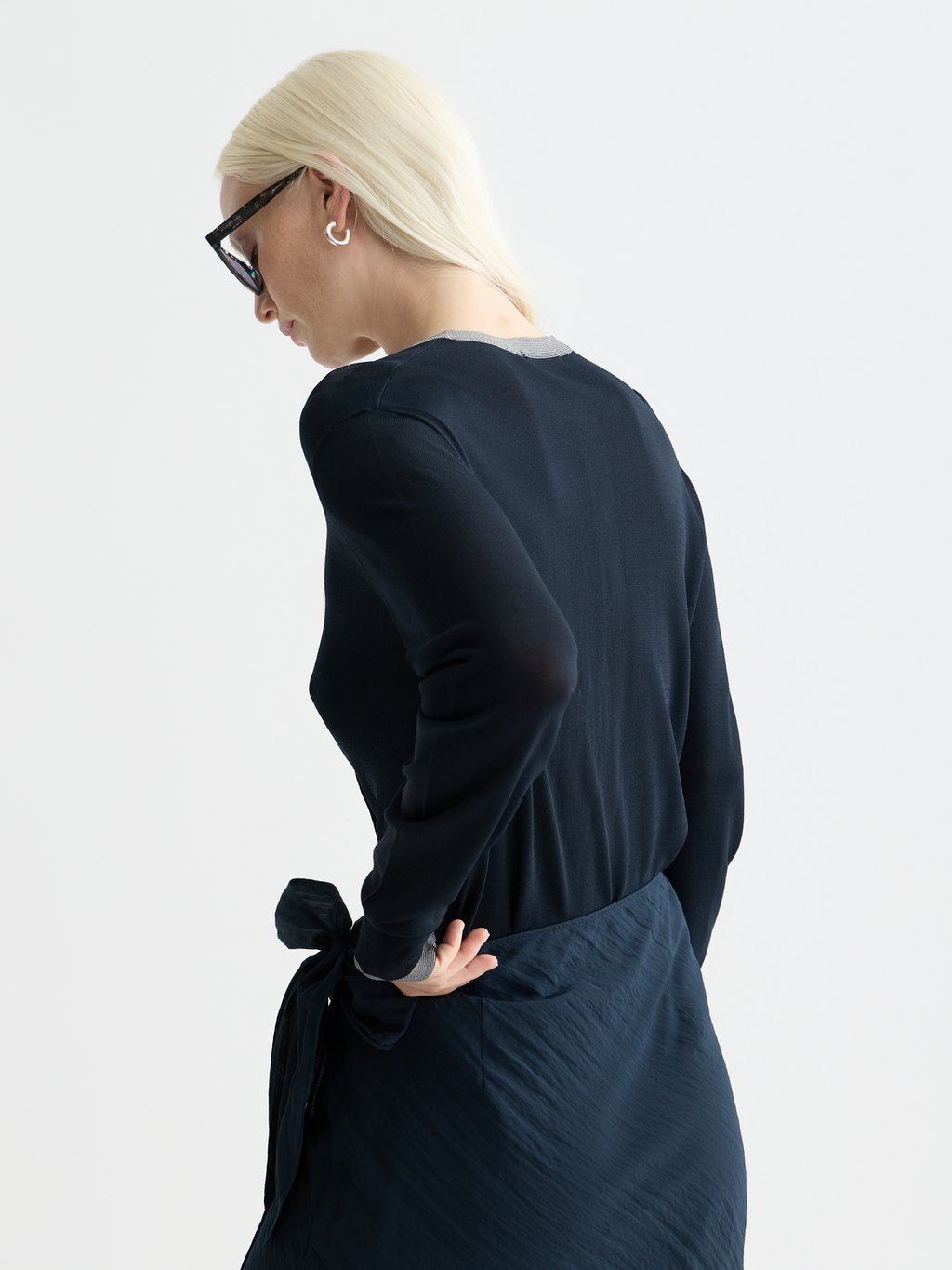 Stripe trim relaxed cardigan