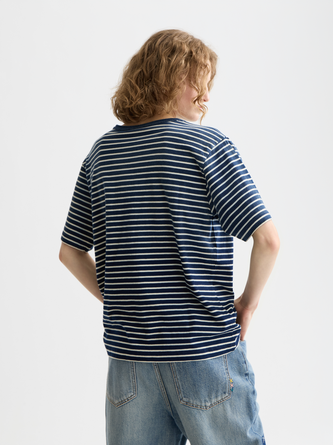 Indigo washed loose fit T-shrit