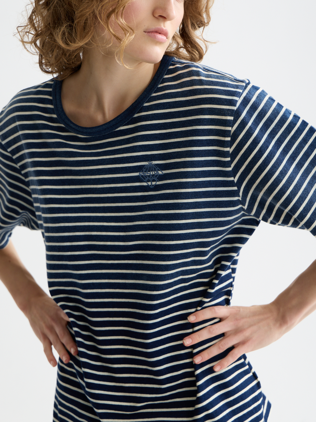 Indigo washed loose T-shirt