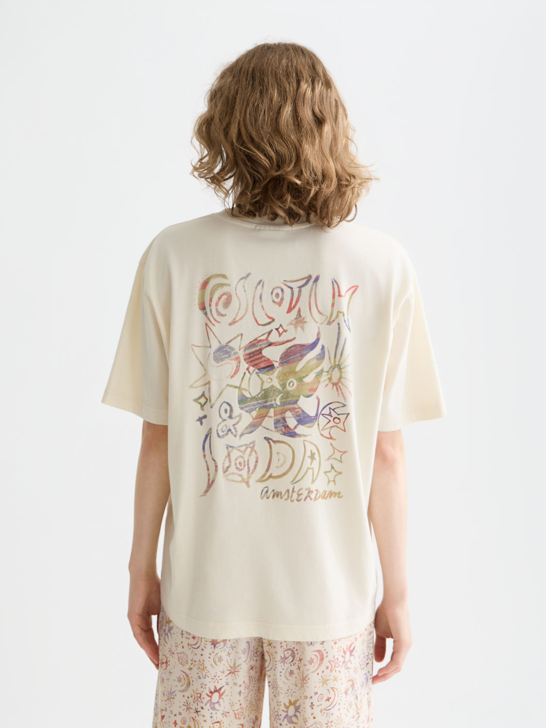 Washed artwork loose T-shirt