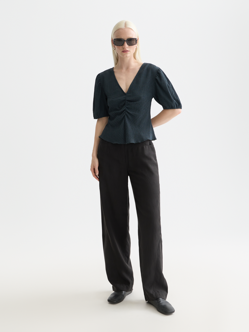 Structured V-neck top