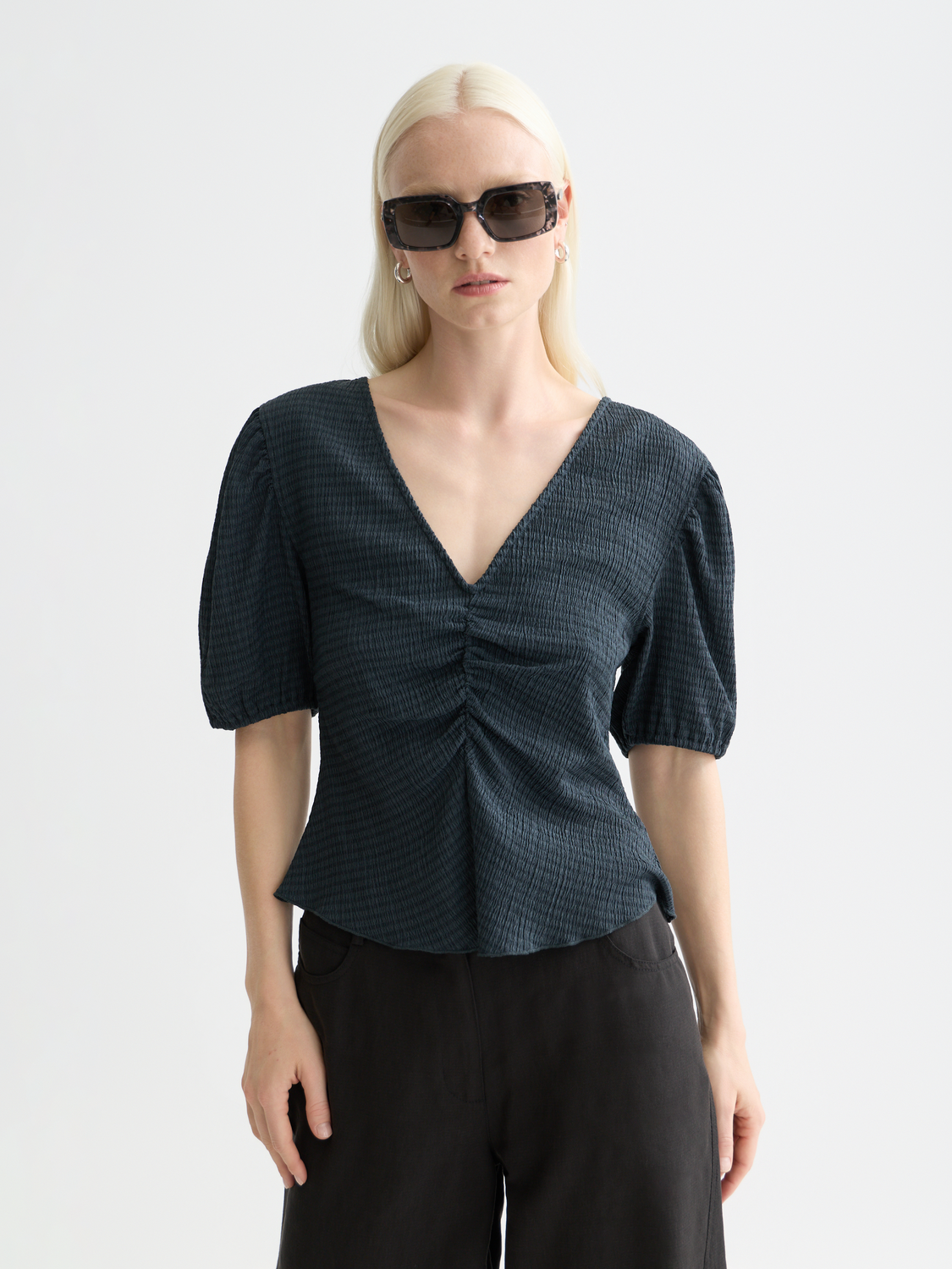 Structured V-neck top