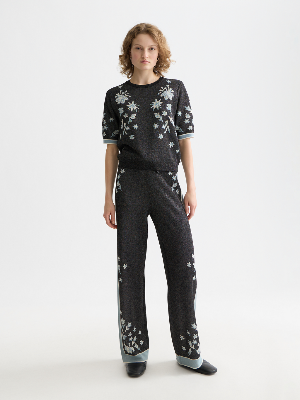 Jacquard short sleeve pullover