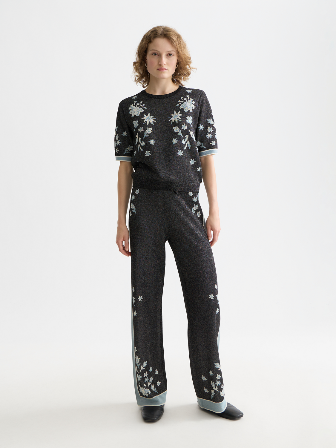 Jacquard short sleeve pullover