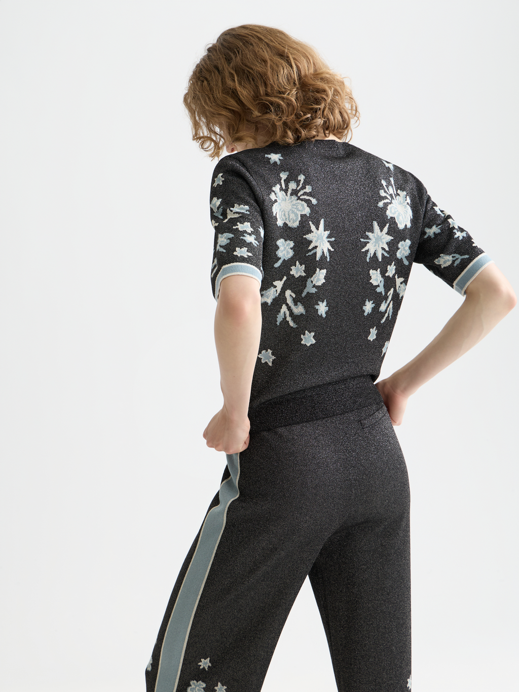 Jacquard short sleeve pullover