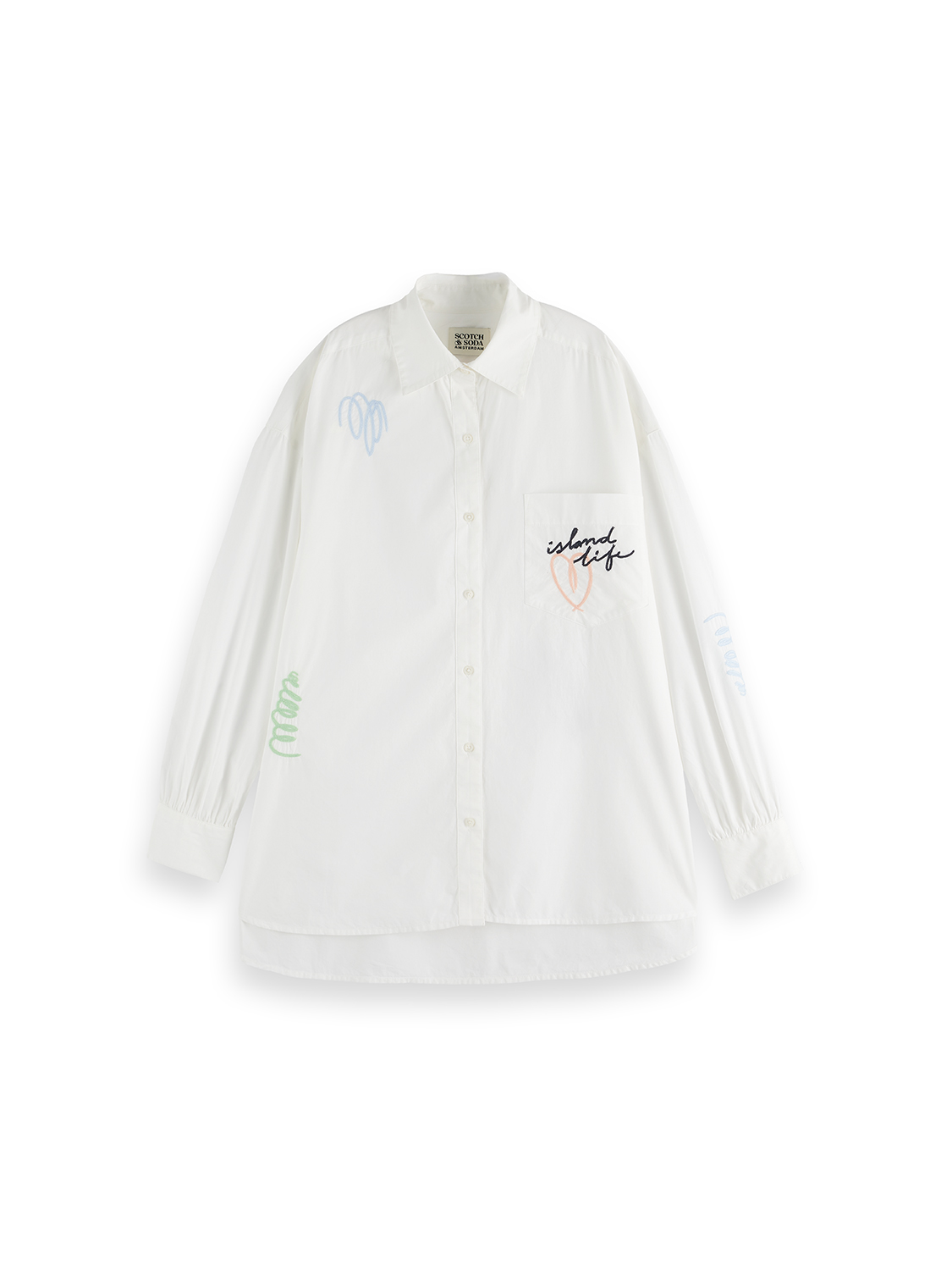 Embroidered poplin shirt
