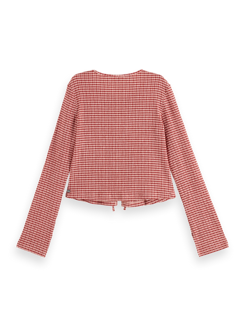 Structured gingham LS t-shirt