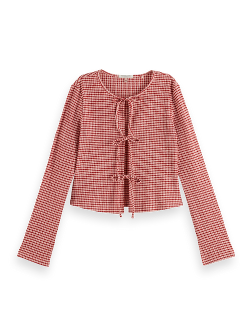 Structured gingham LS t-shirt