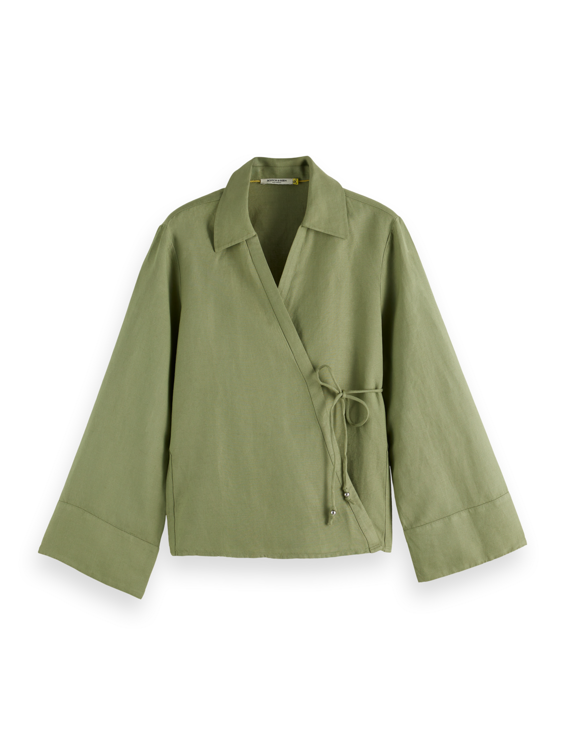Wrap shirt with tie closure