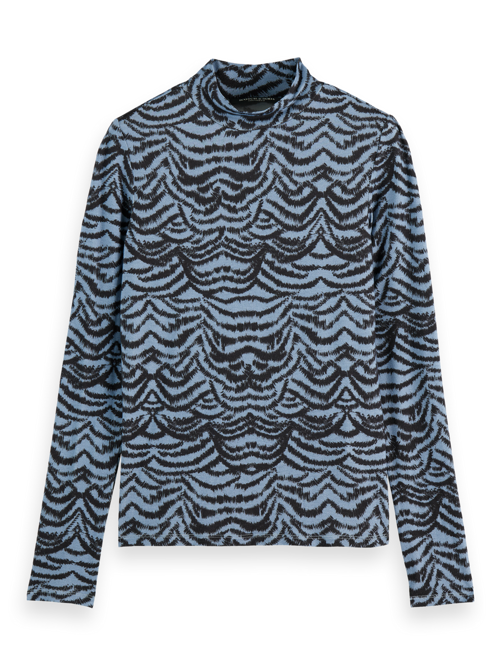 Printed mock neck long sleeve top