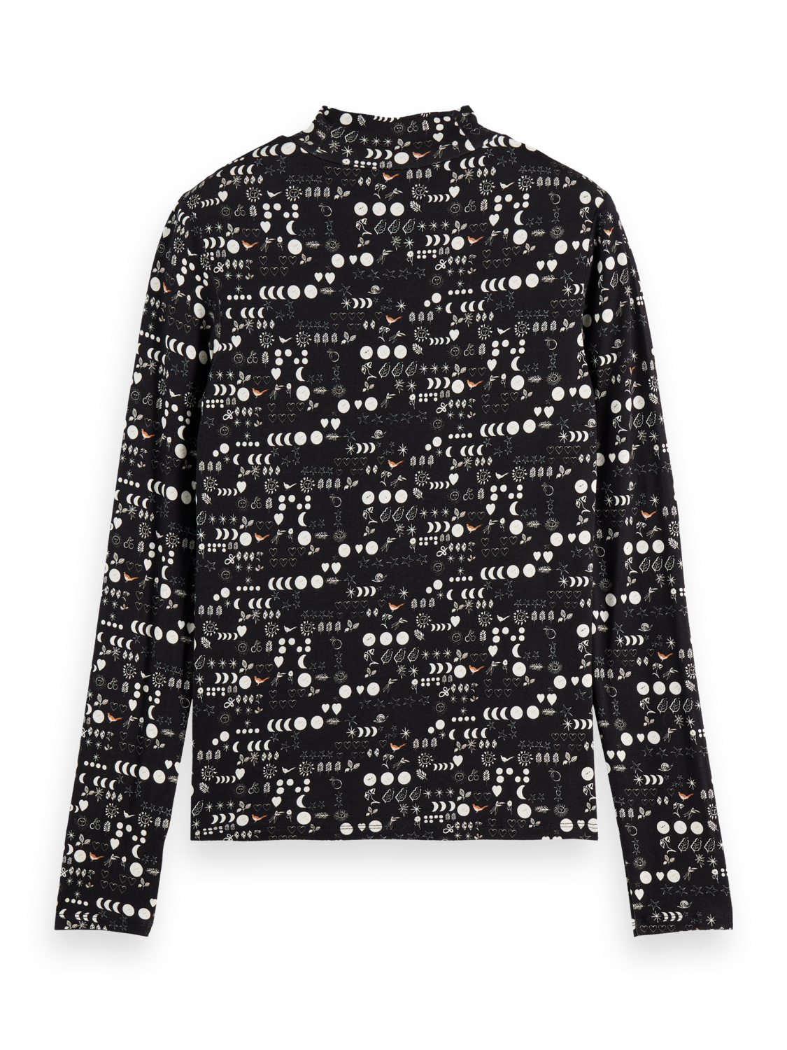 All over printed mock neck long sleeve T-shirt