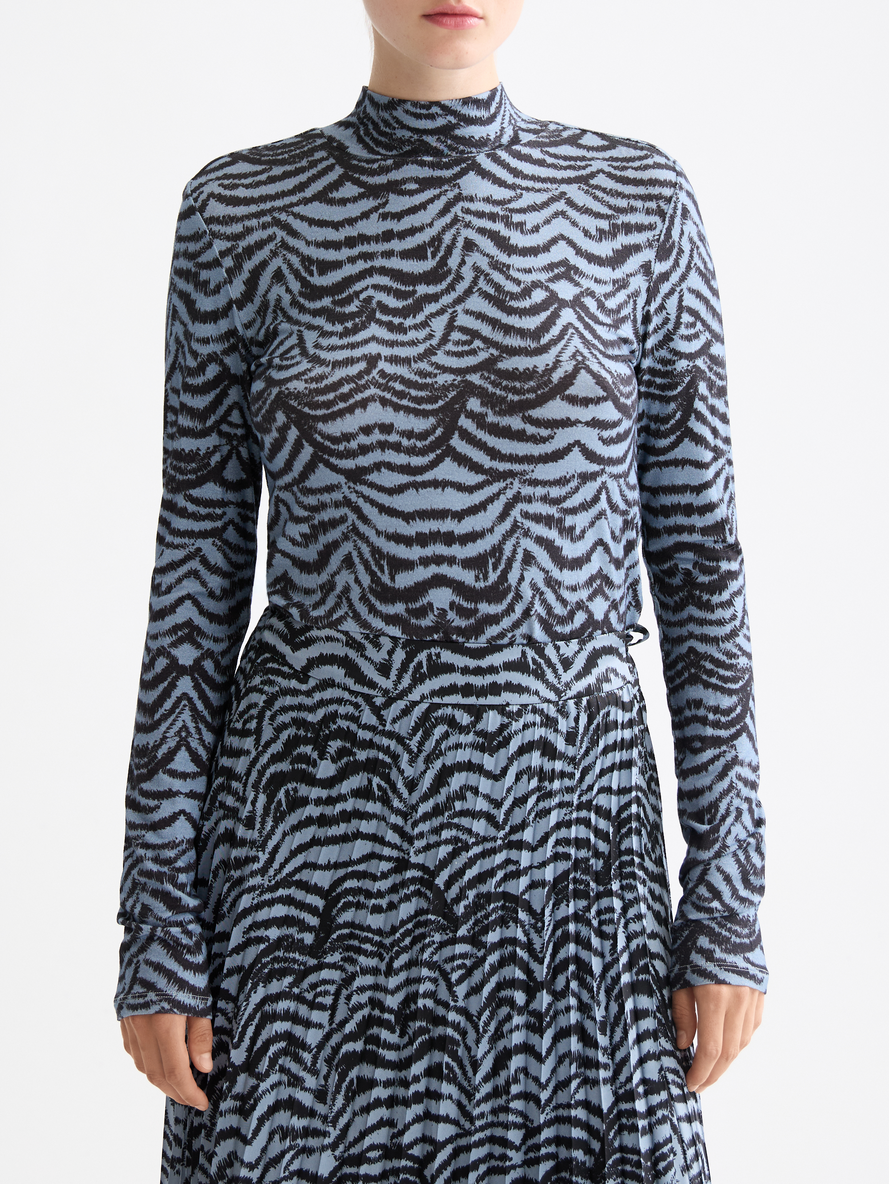 All over printed mock neck long sleeve T-shirt – Scotch & Soda