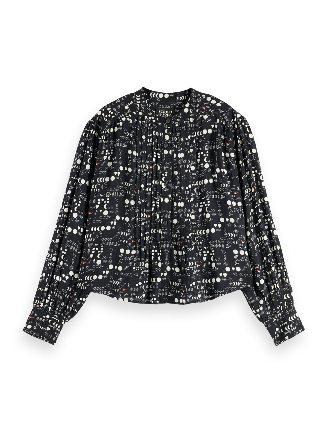 Printed pintuck shirt