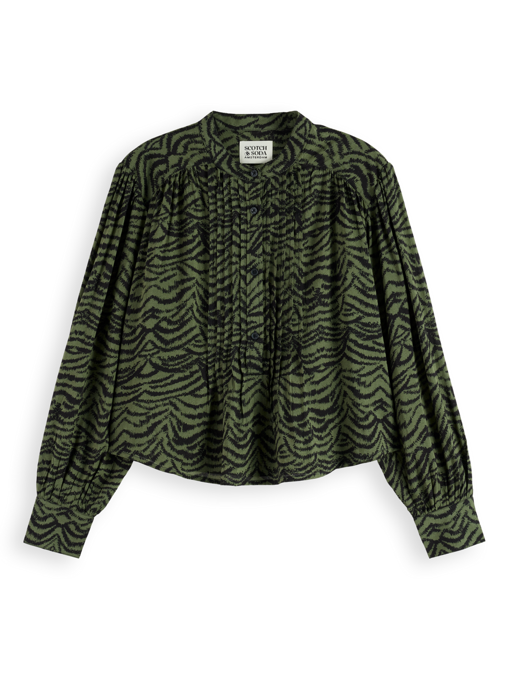 Printed pintuck shirt