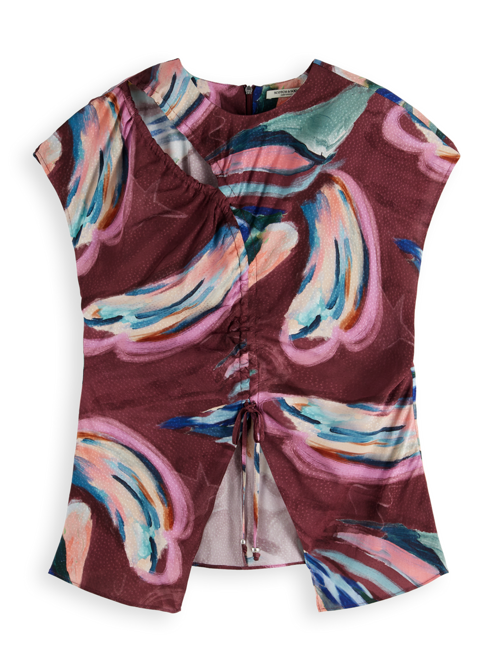 Draw string keyhole short sleeve top